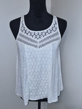 American Eagle Outfitters White Crochet Yoke Camisole